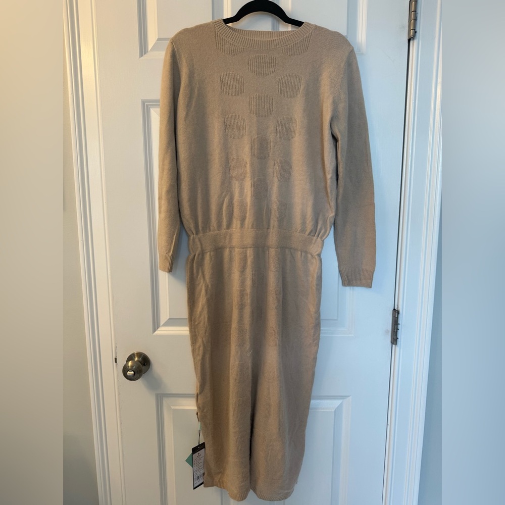 NWT Beige Knit Long Sleeve Sweater Dress